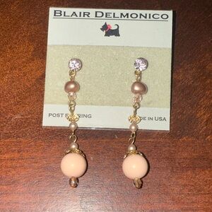 Gold and Cream Dangle Earrings